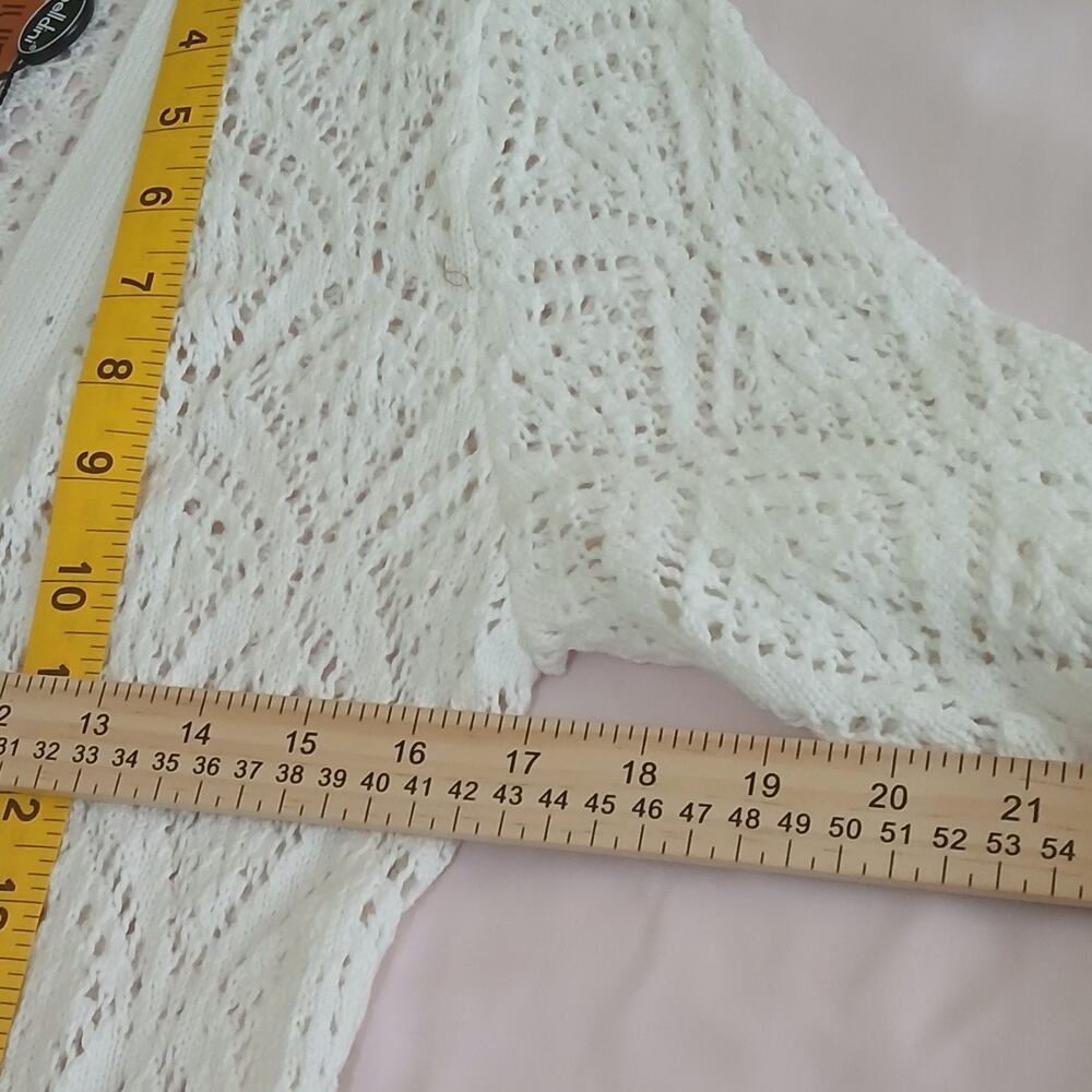 Belldini Cardigan Womens M White Crochet Lace Open Front Duster Boho Sheer NWT - Picture 14 of 16